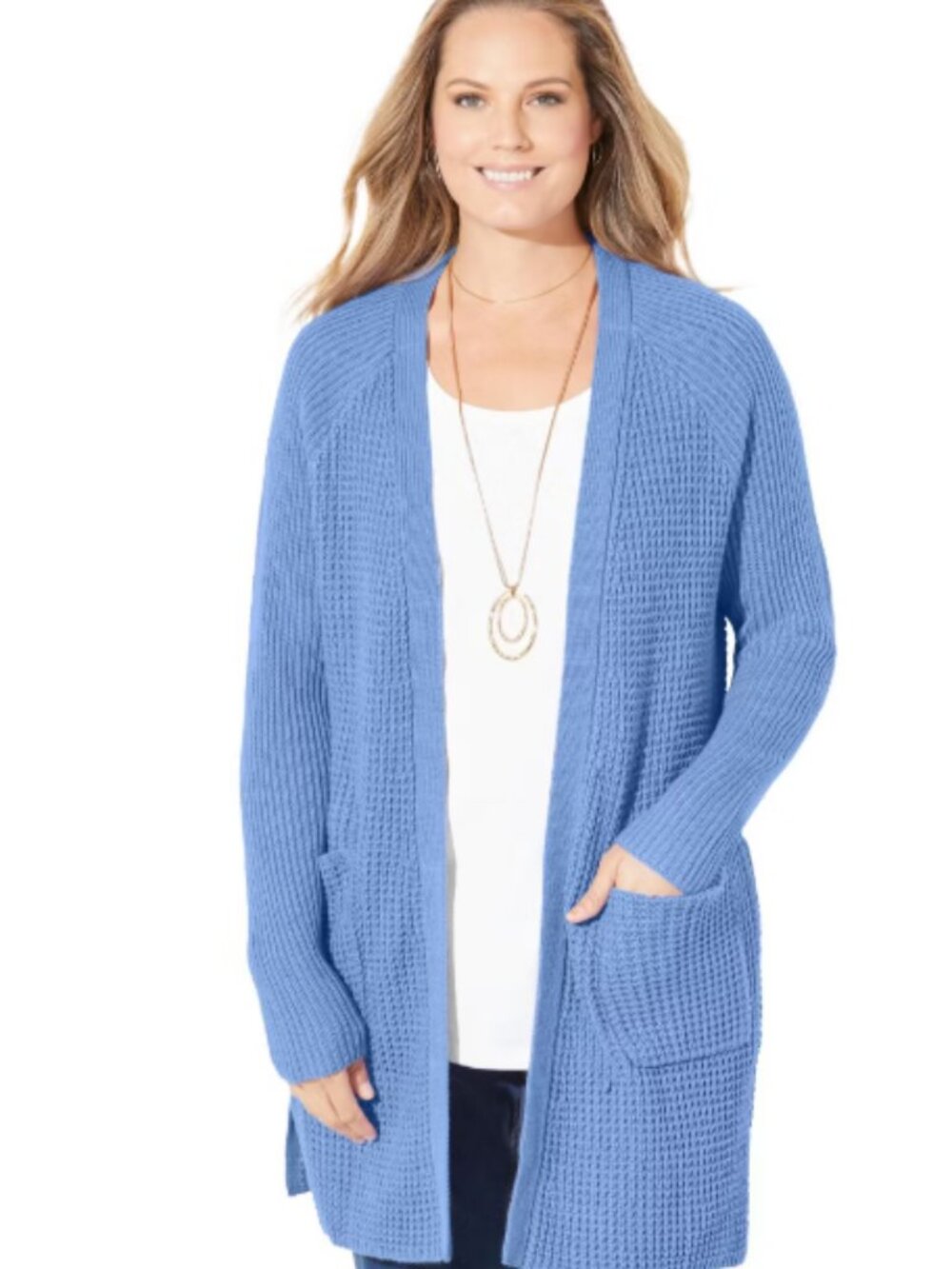 SO WOMEN'S OPEN FRONT CARDIGAN BLUE SIZE XL